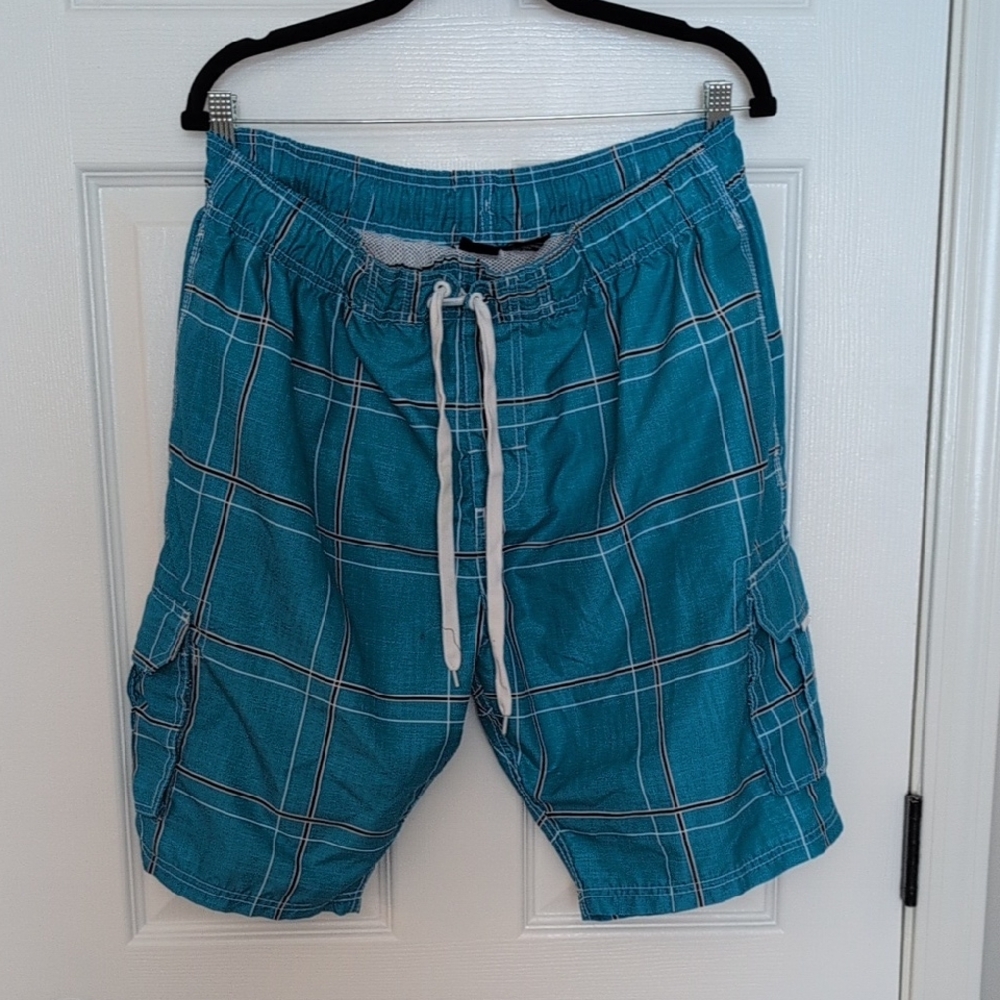 Kanu Surf Blue Plaid Men's Swim Board Shorts